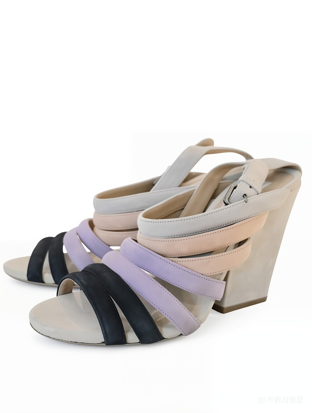 Dries Van Noten grey black lavander strappy sandals - Picture 5 of 12